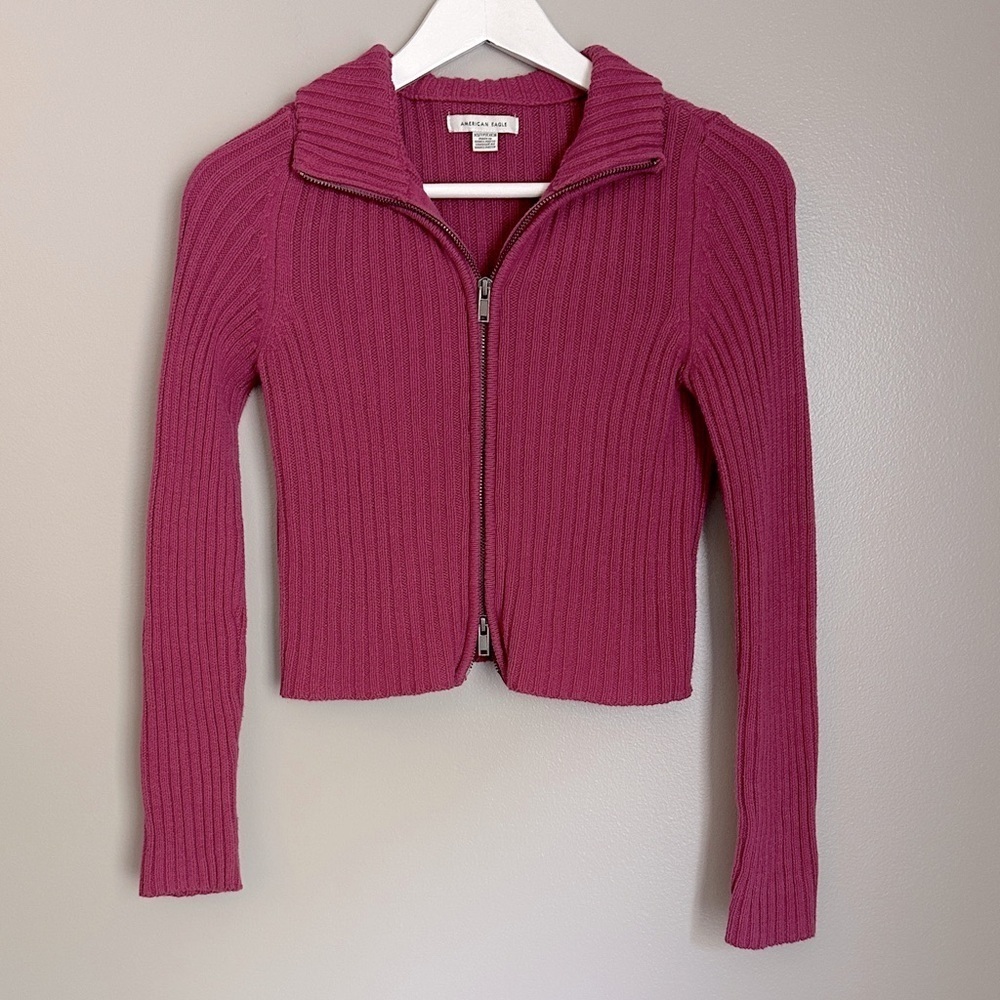 AE Ribbed Zip-Up Sweater - Picture 1 of 5